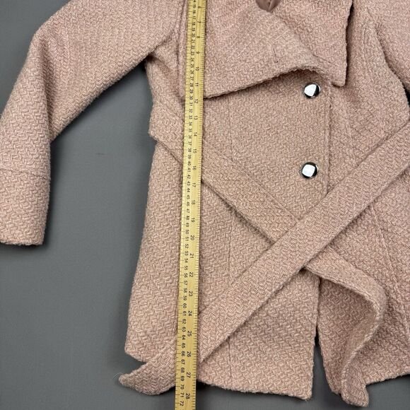 Guess Pink Boucle Double Breasted‎ Wool Pea Coat Cutaway Winter Dress Coat XS - Picture 12 of 16